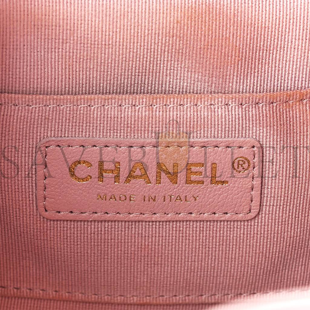 Ch*el master lambskin quilted small duma drawstring backpack light pink as2908 (18.5*18*12cm)